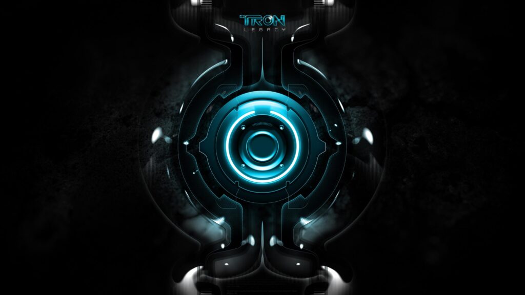 Tron Legacy Glowing Blue Cybernetic Core Minimalist 4K Wallpaper