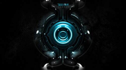 Tron Legacy Glowing Blue Cybernetic Core Minimalist 4K Wallpaper