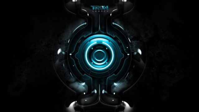 Tron Legacy Glowing Blue Cybernetic Core Minimalist 4K Wallpaper