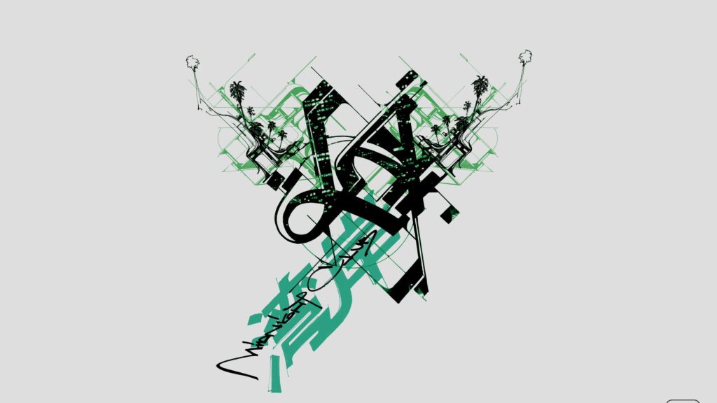 Abstract Geometric Green and Black Street Art Style Desktop Wallpaper