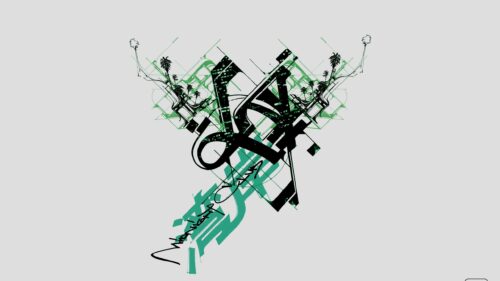Abstract Geometric Green and Black Street Art Style Desktop Wallpaper