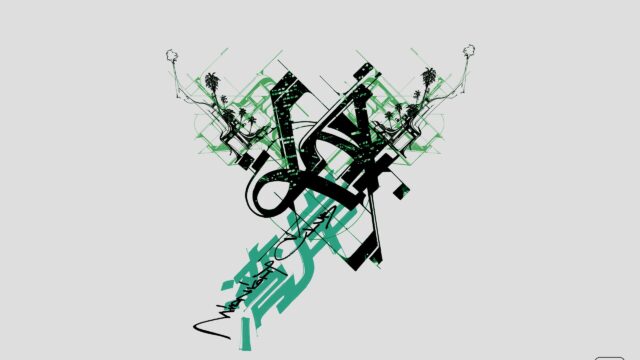 Abstract Geometric Green and Black Street Art Style Desktop Wallpaper