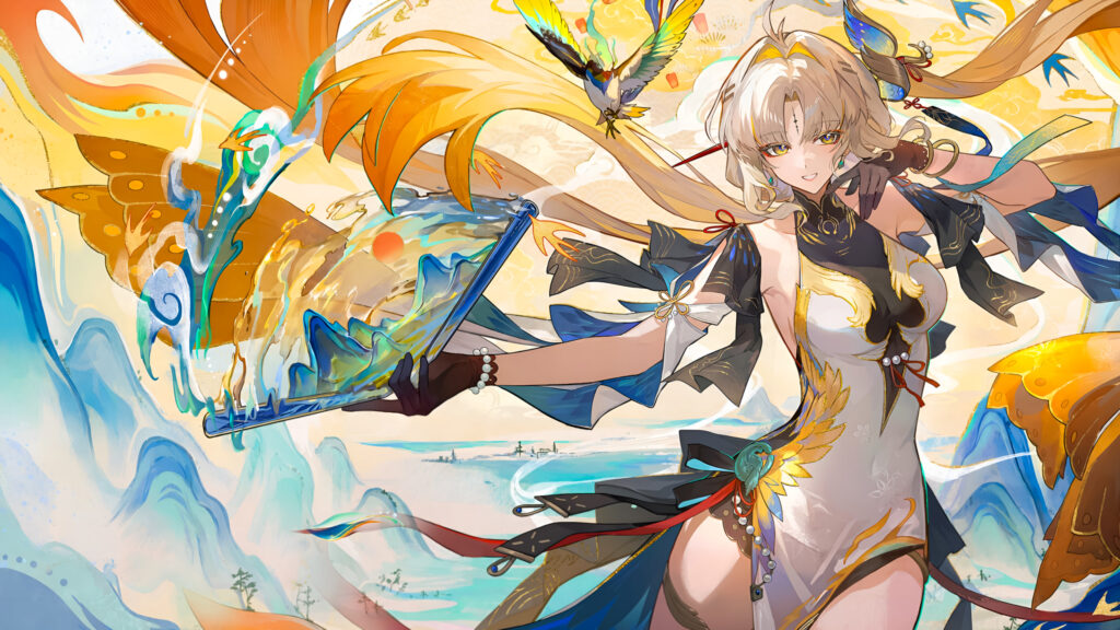 Beautiful Anime Girl with Traditional Art Style Aesthetic 4K Wallpaper