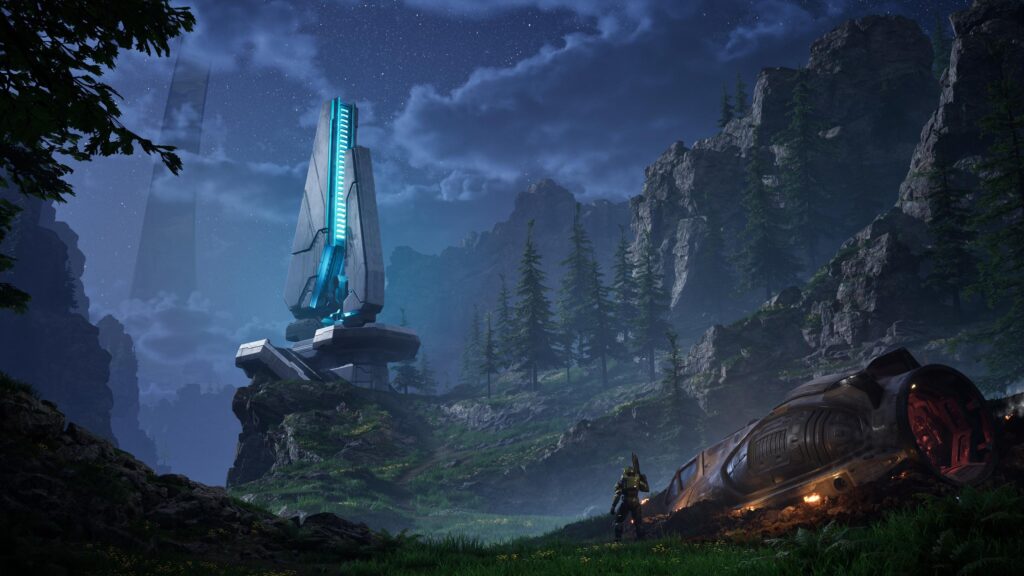 Master Chief Exploring Halo Infinite Landscape 4K PC Wallpaper