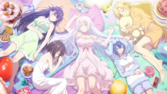 Cute Anime Girls Having a Pajama Party Sleeping 4K PC Wallpaper