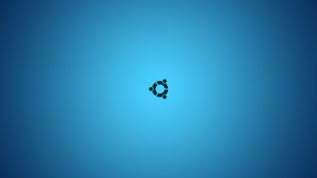 Minimalist Ubuntu Linux Logo on Gradient Blue Background PC Wallpaper