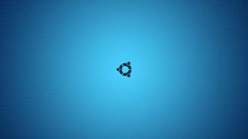 Minimalist Ubuntu Linux Logo on Gradient Blue Background PC Wallpaper