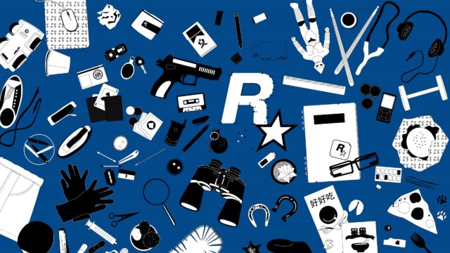 Rockstar Games Aesthetic Collage Blue Pattern Desktop Wallpaper