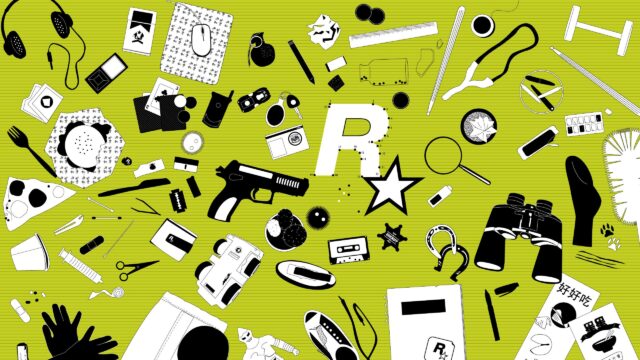 Minimalist Rockstar Games Iconic Items Pattern Lime Green 4K Wallpaper