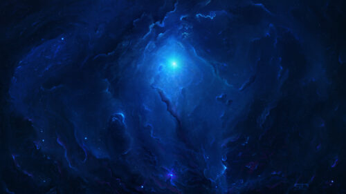 Ethereal Deep Space Blue Nebula With Glowing Star 4K PC Wallpaper