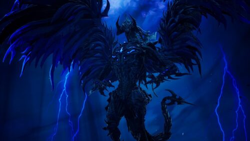 Epic Dark Dragon with Blue Lightning Aura 4K PC Wallpaper
