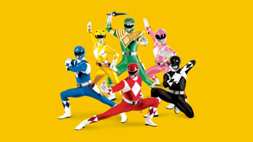 Mighty Morphin Power Rangers Team Action Pose 4K Wallpaper