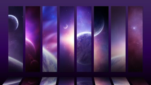 Stunning Purple Space Galaxy Collage 4K Desktop Wallpaper