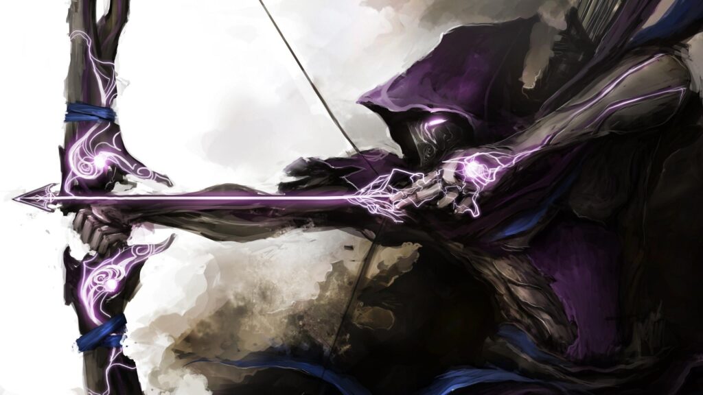 Mysterious Purple Magic Archer Warrior Fantasy PC Wallpaper