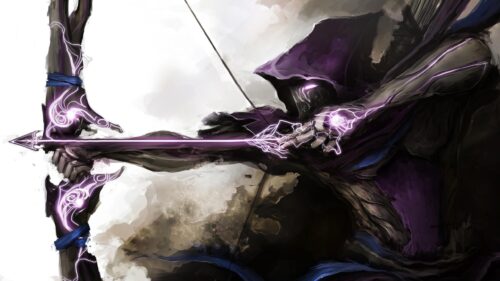 Mysterious Purple Magic Archer Warrior Fantasy PC Wallpaper