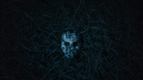 Jason Voorhees Hockey Mask in Dark Grass Horror PC Wallpaper