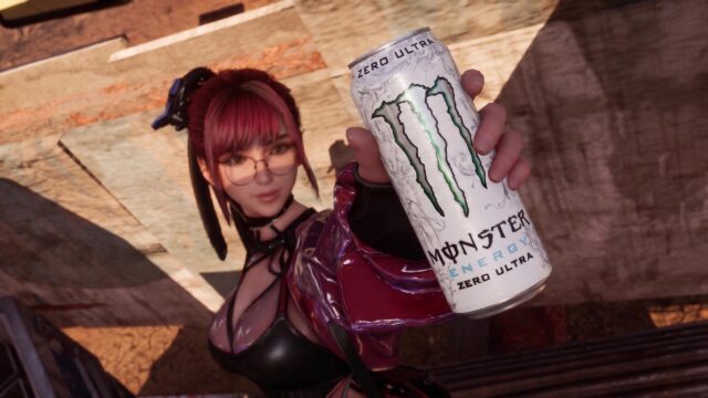 Stunning Anime Girl Holding Monster Energy Zero Ultra Desktop Wallpaper
