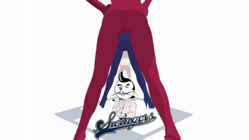 Swingers Baseball Mascot Minimalist Illustration 4K Wallpaper