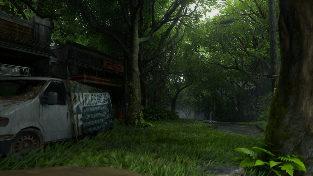 Post Apocalyptic Abandoned Town Street The Last of Us Inspired PC Wallpaper