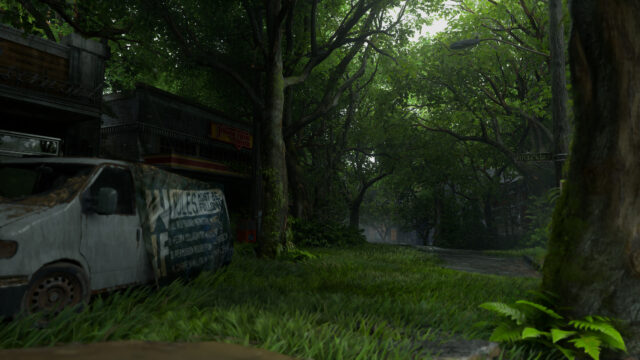 Post Apocalyptic Abandoned Town Street The Last of Us Inspired PC Wallpaper