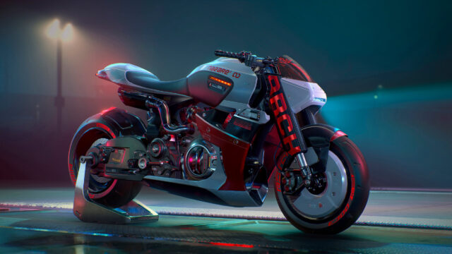 Cyberpunk Arch Nazare Motorcycle Futuristic Sportbike 4K PC Wallpaper