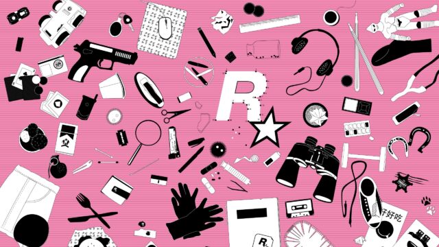 Minimalist Pop Culture Collage Pink Aesthetic Desktop Wallpaper