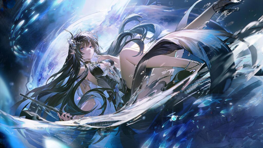 Stunning Anime Girl Floating in Magical Water Art 4K PC Wallpaper