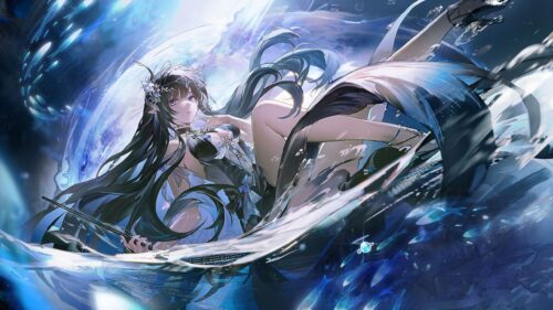 Stunning Anime Girl Floating in Magical Water Art 4K PC Wallpaper