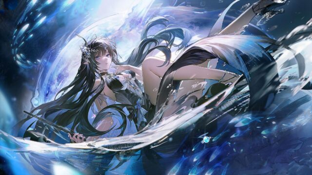 Stunning Anime Girl Floating in Magical Water Art 4K PC Wallpaper