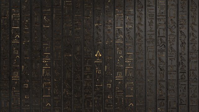 Ancient Egyptian Hieroglyphs with Assassin Creed Logo PC Wallpaper
