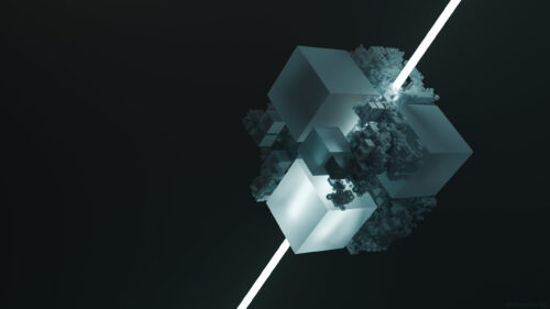Abstract Glowing Geometric 3D Cube Cluster Desktop Wallpaper