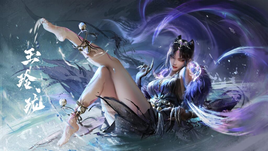 Mystical Anime Cat Girl Fantasy Warrior Aesthetic PC Wallpaper
