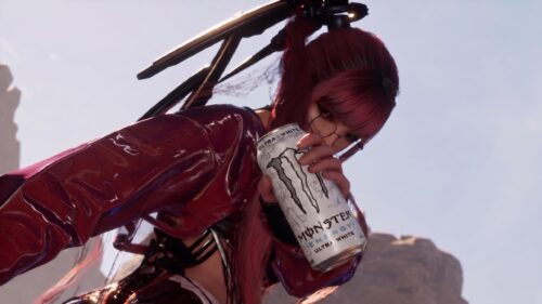 Stellar Anime Girl Holding Monster Energy Drink 4K PC Wallpaper