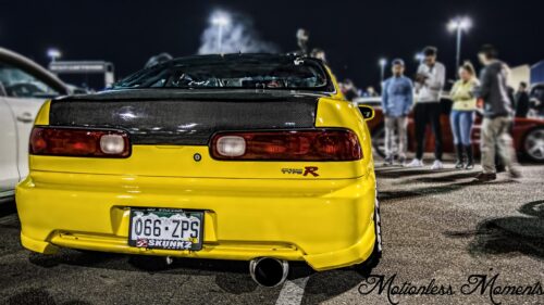 Bright Yellow Honda Integra Type R JDM Car Night Meet Desktop Wallpaper