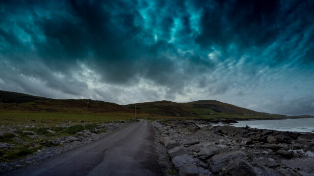 Dramatic Stormy Coastal Road Landscape 4K Desktop Wallpaper