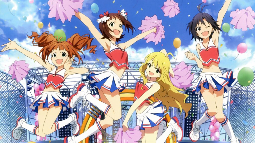 Anime Cheerleaders Celebrating in 4K PC Wallpaper