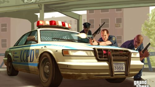 Grand Theft Auto LCPD Police Officers Action Scene PC Wallpaper