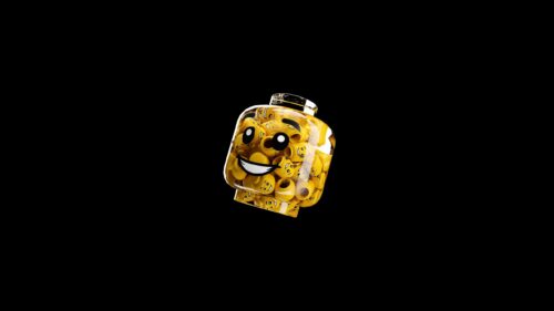 Creative Glass Lego Head Filled With Yellow Emoticons PC Wallpaper