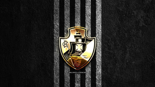 CR Vasco da Gama Gold Emblem on Textured Black Background 4K Wallpaper