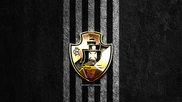 CR Vasco da Gama Gold Emblem on Textured Black Background 4K Wallpaper