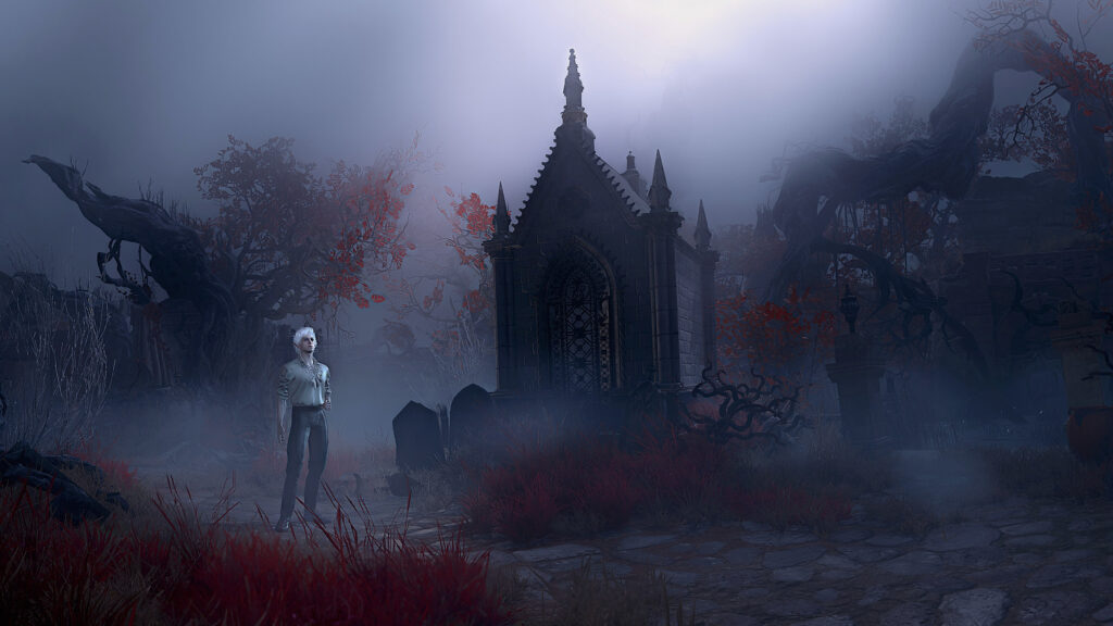 Ethereal Cemetery Dweller Gothic Fantasy 4K Wallpaper