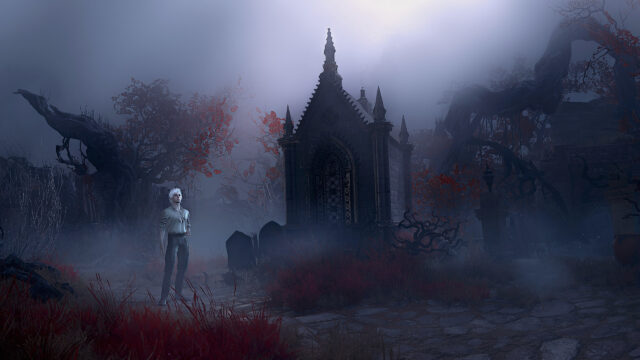 Ethereal Cemetery Dweller Gothic Fantasy 4K Wallpaper