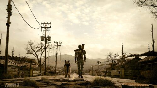 Lone Wanderer and Dogmeat Post-Apocalyptic Desktop Wallpaper