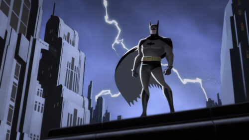 Batman Dark Deco City Skyline 4K Desktop Wallpaper