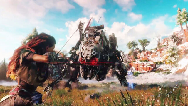 Aloy Facing a Thunderjaw in Horizon Zero Dawn 4K Desktop Wallpaper