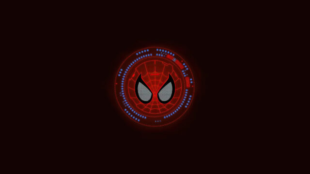 Minimalist Spider-Man HUD Cyberpunk Style Desktop Wallpaper