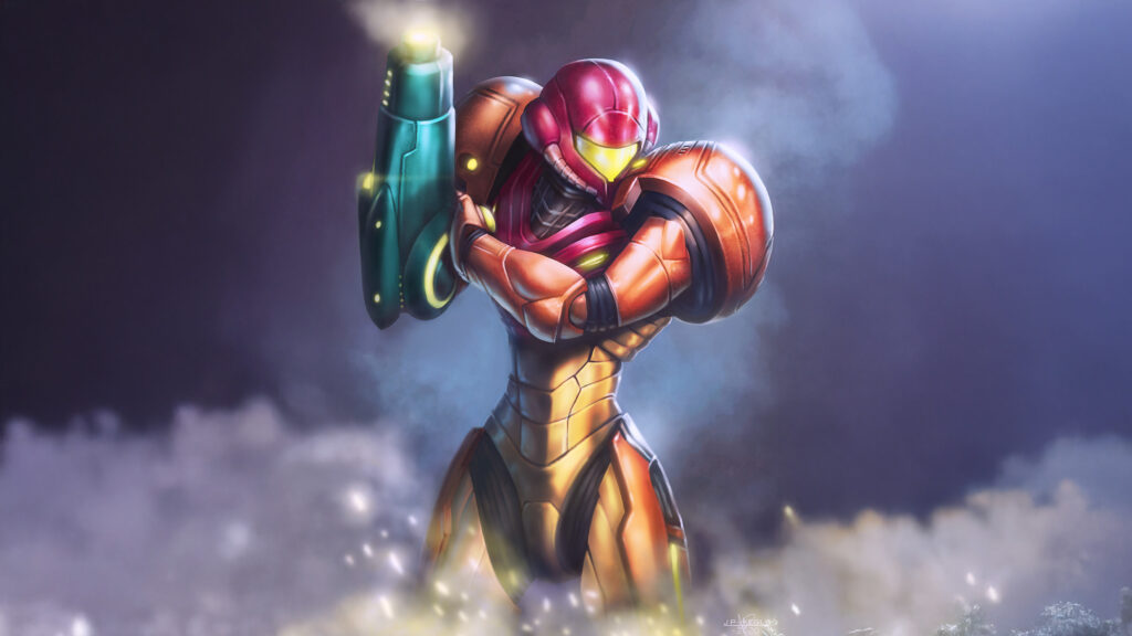 Samus Aran Varia Suit Battle Ready Desktop Wallpaper