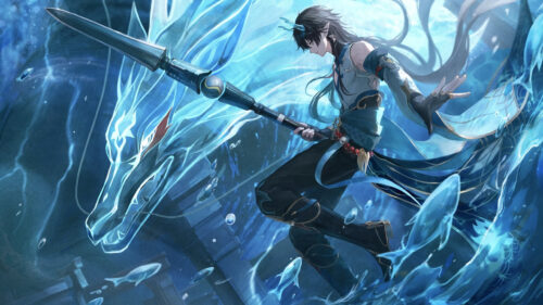 Dan Heng Imbibitor Lunae Dragon Spear Desktop Wallpaper