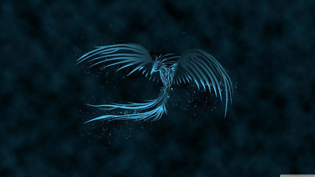 Abstract Blue Phoenix Fire Bird Art 4K Desktop Wallpaper