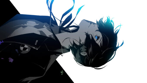 Anime Boy with Blue Eyes Minimalist Desktop Wallpaper